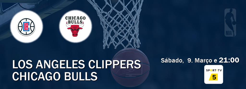 Jogo entre Los Angeles Clippers e Chicago Bulls tem emissão Sport TV 5 (Sábado,  9. Março e  21:00).