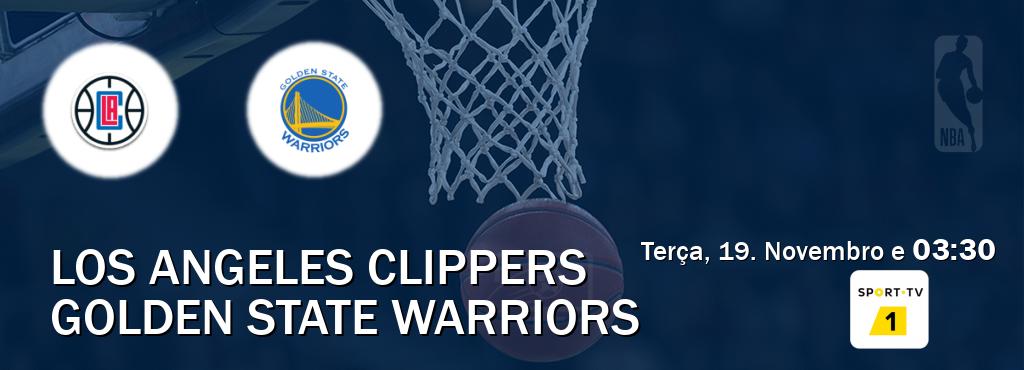 Jogo entre Los Angeles Clippers e Golden State Warriors tem emissão Sport TV 1 (Terça, 19. Novembro e  03:30).