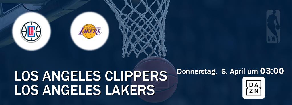 Das Spiel zwischen Los Angeles Clippers und Los Angeles Lakers wird am Donnerstag,  6. April um  03:00, live vom DAZN übertragen.