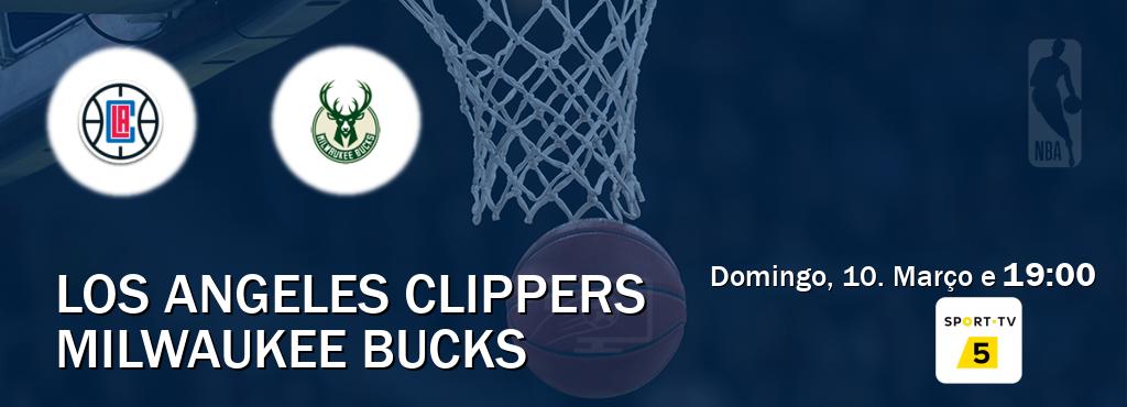 Jogo entre Los Angeles Clippers e Milwaukee Bucks tem emissão Sport TV 5 (Domingo, 10. Março e  19:00).