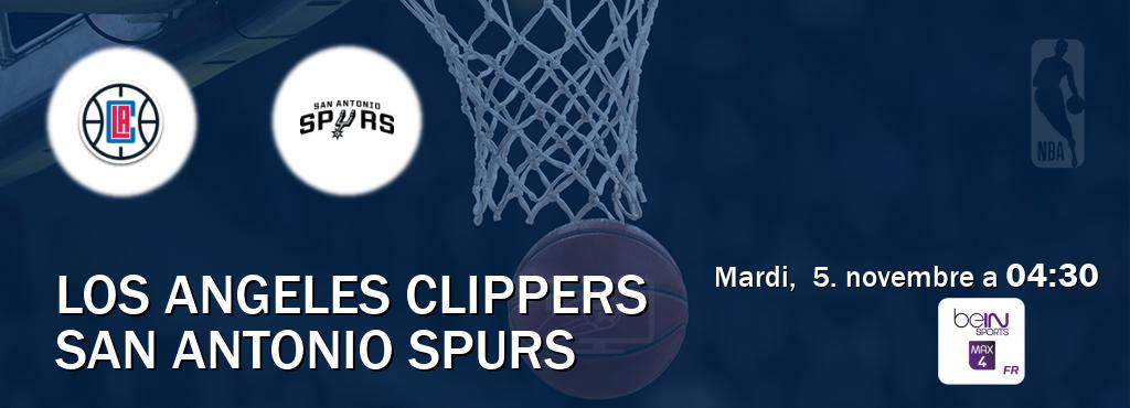 Match entre Los Angeles Clippers et San Antonio Spurs en direct à la beIN Sports 4 Max (mardi,  5. novembre a  04:30).