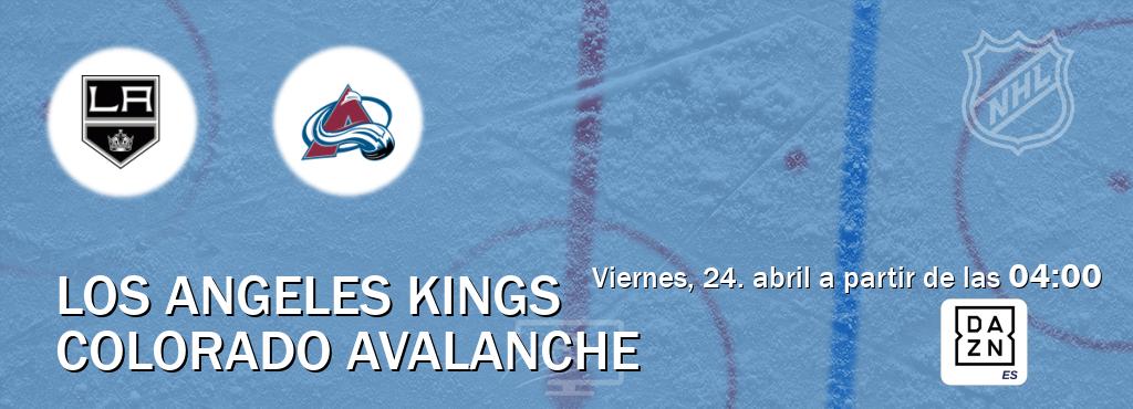 El partido entre Los Angeles Kings y Colorado Avalanche será retransmitido por DAZN España (viernes, 24. abril a partir de las  04:00).