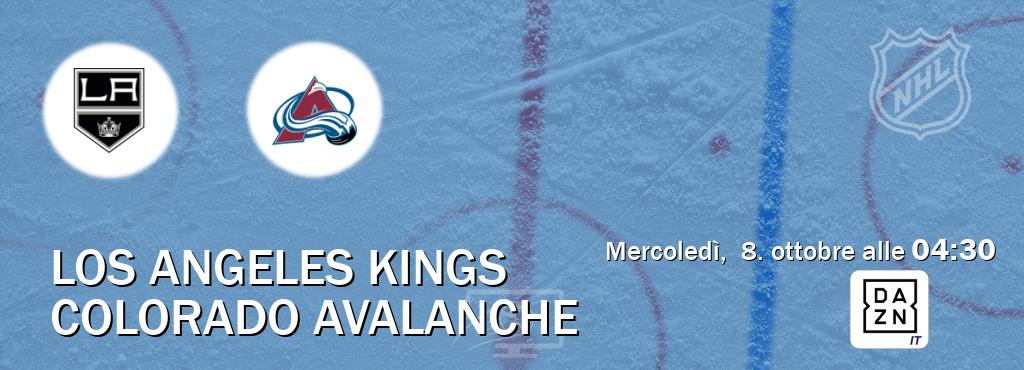 Il match Los Angeles Kings - Colorado Avalanche sarà trasmesso in diretta TV su DAZN Italia (ore 04:30)