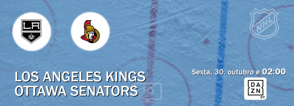 Jogo entre Los Angeles Kings e Ottawa Senators tem emissão DAZN (sexta, 30. outubro e  02:00).