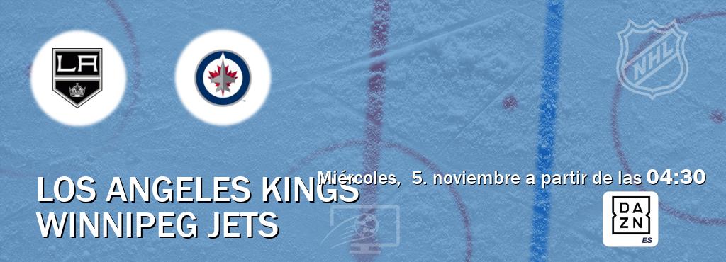 El partido entre Los Angeles Kings y Winnipeg Jets será retransmitido por DAZN España (miércoles, 5. noviembre a partir de las 04:30). El partido entre Los Angeles Kings y Winnipeg Jets será retransmitido por DAZN España (miércoles, 5. noviembre a partir de las 04:30).