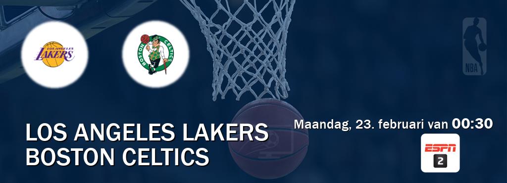Wedstrijd tussen Los Angeles Lakers en Boston Celtics live op tv bij ESPN 2 (maandag, 23. februari van  00:30).