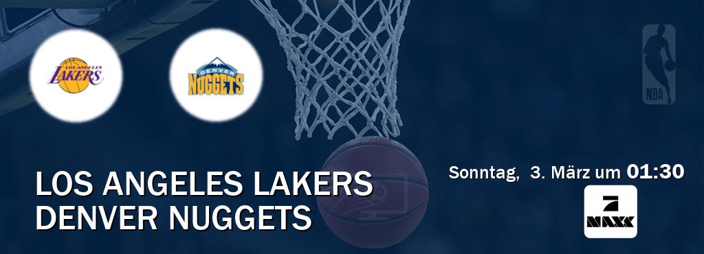 Das Spiel zwischen Los Angeles Lakers und Denver Nuggets wird am Sonntag,  3. März um  01:30, live vom ProSieben MAXX übertragen.