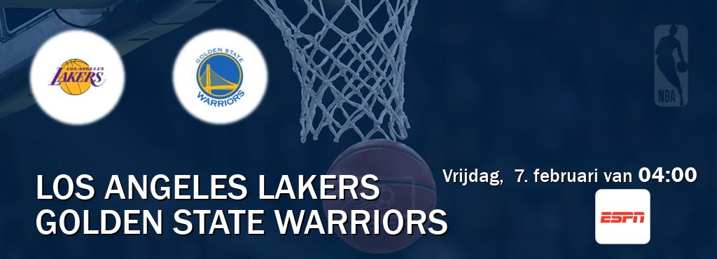 Wedstrijd tussen Los Angeles Lakers en Golden State Warriors live op tv bij ESPN 1 (vrijdag,  7. februari van  04:00).