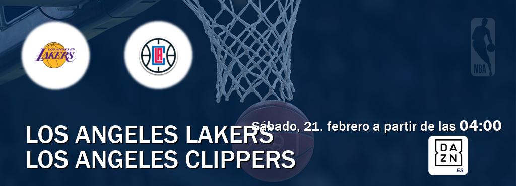 El partido entre Los Angeles Lakers y Los Angeles Clippers será retransmitido por DAZN España (sábado, 21. febrero a partir de las  04:00).