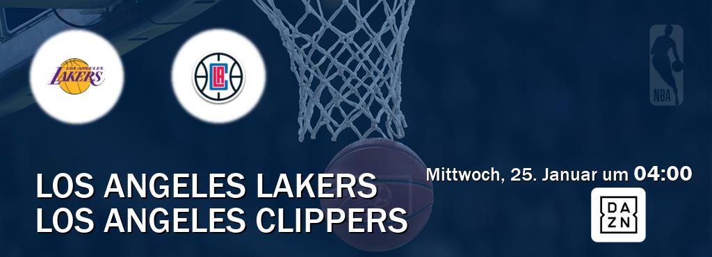 Das Spiel zwischen Los Angeles Lakers und Los Angeles Clippers wird am Mittwoch, 25. Januar um  04:00, live vom DAZN übertragen.