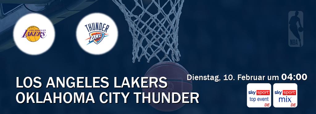 Das Spiel zwischen Los Angeles Lakers und Oklahoma City Thunder wird am Dienstag, 10. Februar um  04:00, live vom Sky Sport Top Event und Sky Sport Mix übertragen.