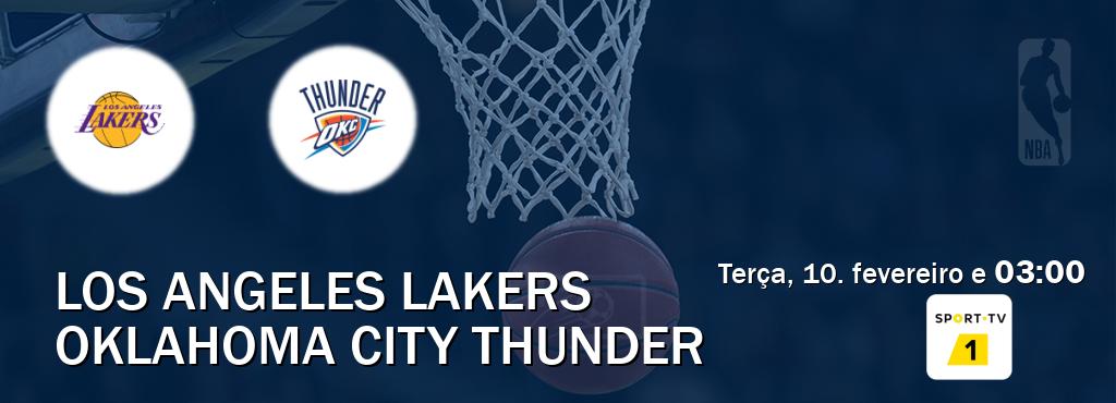 Jogo entre Los Angeles Lakers e Oklahoma City Thunder tem emissão Sport TV 1 (terça, 10. fevereiro e  03:00).