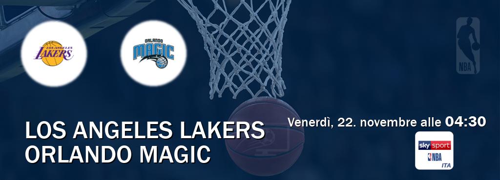 Il match Los Angeles Lakers - Orlando Magic sarà trasmesso in diretta TV su Sky Sport NBA (ore 04:30)