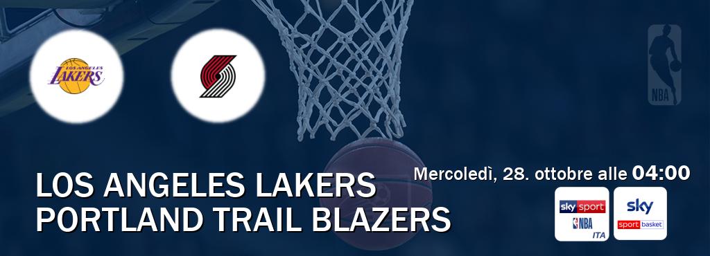 Il match Los Angeles Lakers - Portland Trail Blazers sarà trasmesso in diretta TV su Sky Sport NBA e Sky Sport Basket (ore 04:00)