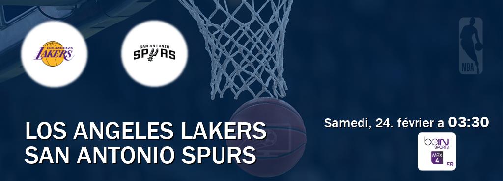 Match entre Los Angeles Lakers et San Antonio Spurs en direct à la beIN Sports 4 Max (samedi, 24. février a  03:30).