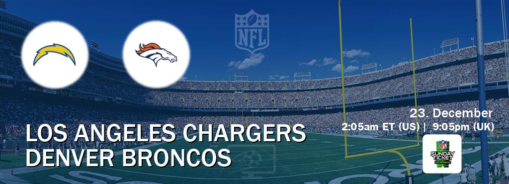 You can watch game live between Los Angeles Chargers and Denver Broncos on NFL Sunday Ticket(US).