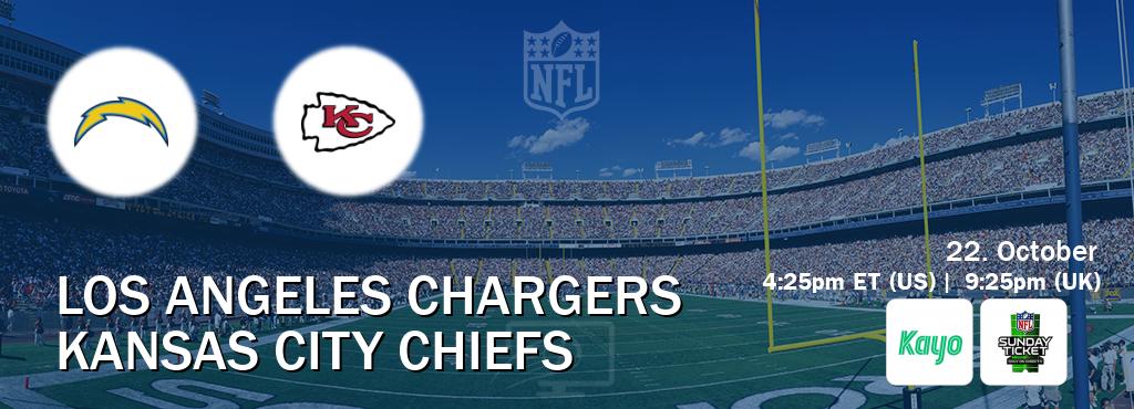 You can watch game live between Los Angeles Chargers and Kansas City Chiefs on Kayo Sports(AU) and NFL Sunday Ticket(US).