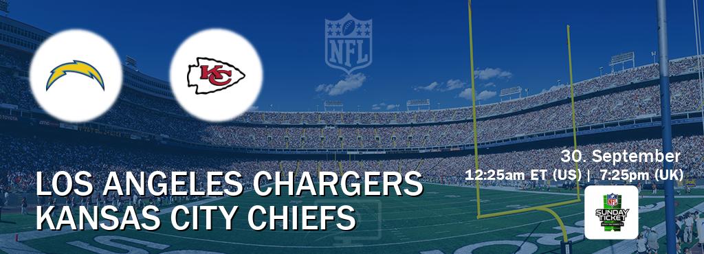 You can watch game live between Los Angeles Chargers and Kansas City Chiefs on NFL Sunday Ticket(US).