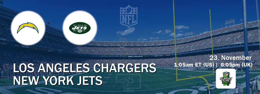 You can watch game live between Los Angeles Chargers and New York Jets on NFL Sunday Ticket(US). You can watch game live between Los Angeles Chargers and New York Jets on NFL Sunday Ticket(US).