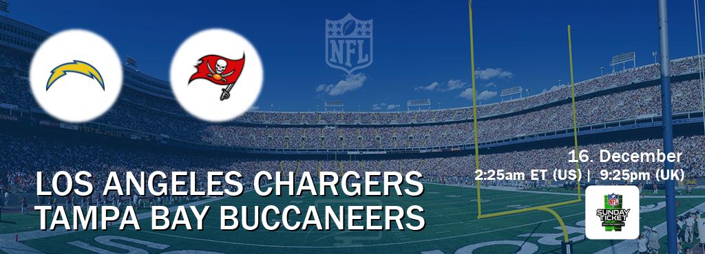 You can watch game live between Los Angeles Chargers and Tampa Bay Buccaneers on NFL Sunday Ticket(US).