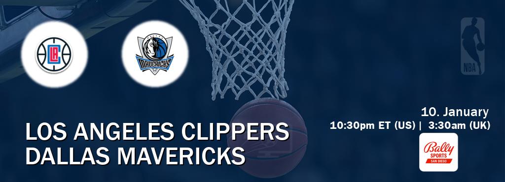 You can watch game live between Los Angeles Clippers and Dallas Mavericks on Bally Sports San Diego.