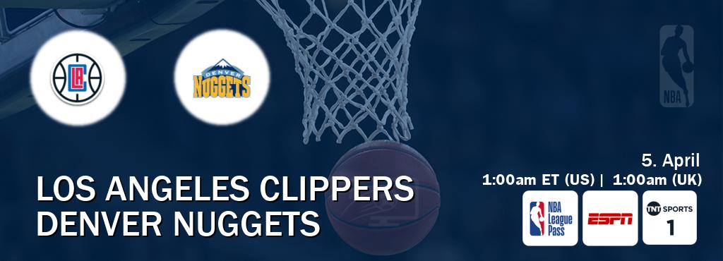 You can watch game live between Los Angeles Clippers and Denver Nuggets on NBA League Pass, ESPN(AU), TNT Sports 1(UK).