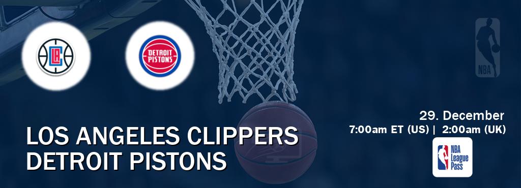 You can watch game live between Los Angeles Clippers and Detroit Pistons on NBA League Pass. You can watch game live between Los Angeles Clippers and Detroit Pistons on NBA League Pass.