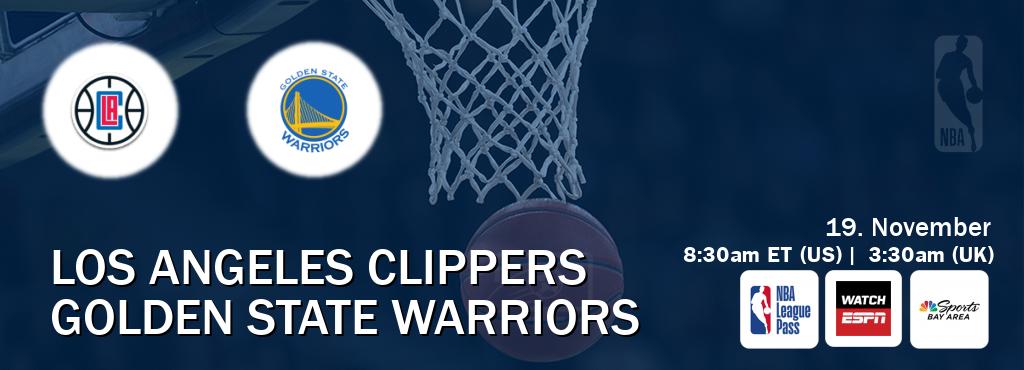 You can watch game live between Los Angeles Clippers and Golden State Warriors on NBA League Pass, WatchESPN(AU), NBCS Bay Area(US).