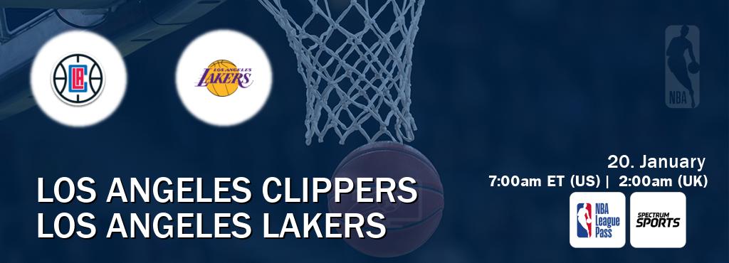 You can watch game live between Los Angeles Clippers and Los Angeles Lakers on NBA League Pass and Spectrum Sports(US).