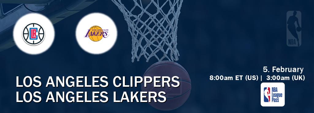 You can watch game live between Los Angeles Clippers and Los Angeles Lakers on NBA League Pass.