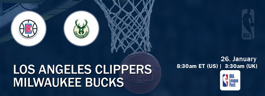 You can watch game live between Los Angeles Clippers and Milwaukee Bucks on NBA League Pass.