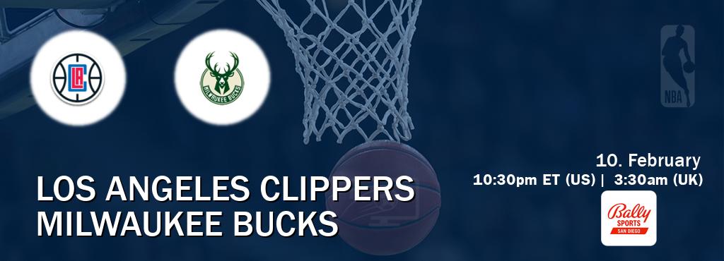 You can watch game live between Los Angeles Clippers and Milwaukee Bucks on Bally Sports San Diego.