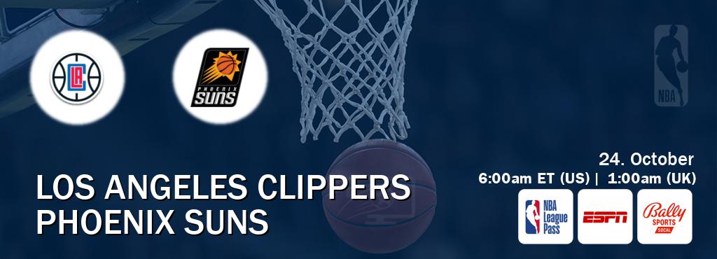 You can watch game live between Los Angeles Clippers and Phoenix Suns on NBA League Pass, ESPN(AU), Bally Sports SoCal(US).