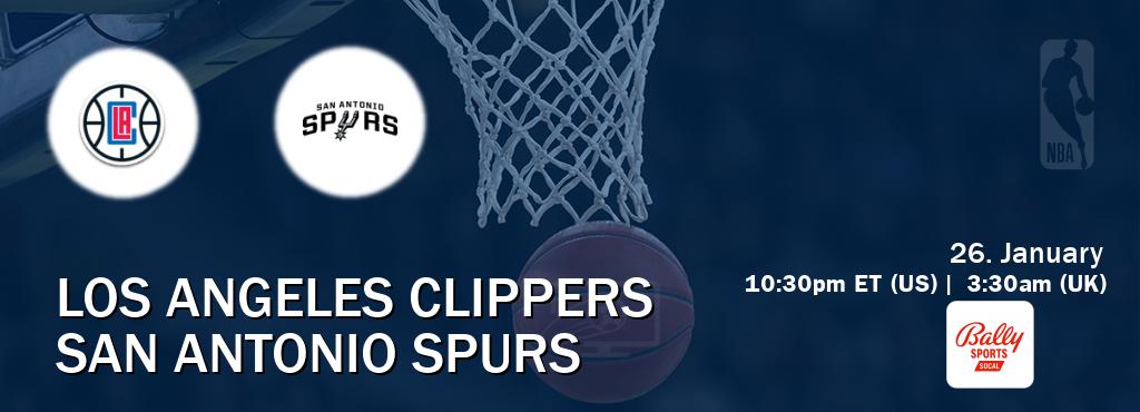 You can watch game live between Los Angeles Clippers and San Antonio Spurs on Bally Sports SoCal.