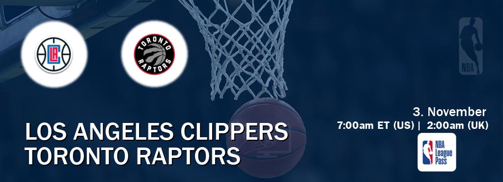 You can watch game live between Los Angeles Clippers and Toronto Raptors on NBA League Pass.