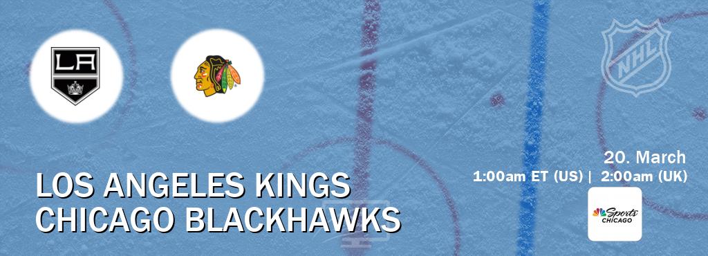 You can watch game live between Los Angeles Kings and Chicago Blackhawks on NBCS Chicago(US).