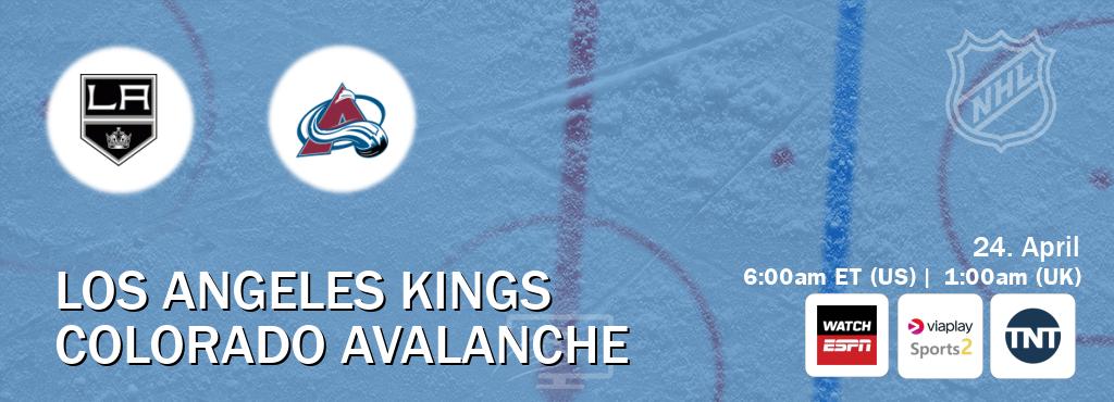 You can watch game live between Los Angeles Kings and Colorado Avalanche on WatchESPN(AU), Viaplay Sports 2(UK), TNT(US).