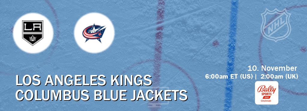 You can watch game live between Los Angeles Kings and Columbus Blue Jackets on Bally Sports Cincinnati(US).