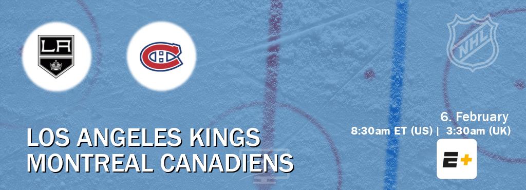 You can watch game live between Los Angeles Kings and Montreal Canadiens on ESPN+(US).