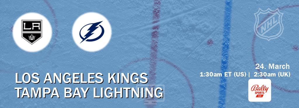 You can watch game live between Los Angeles Kings and Tampa Bay Lightning on Bally Sports Sun(US).
