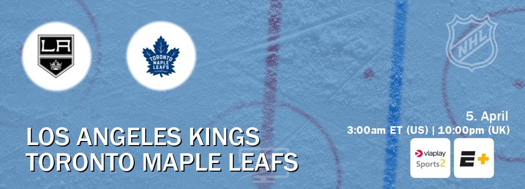 You can watch game live between Los Angeles Kings and Toronto Maple Leafs on Viaplay Sports 2(UK) and ESPN+(US).