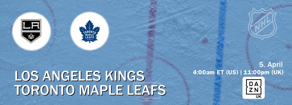 You can watch game live between Los Angeles Kings and Toronto Maple Leafs on DAZN UK(UK).