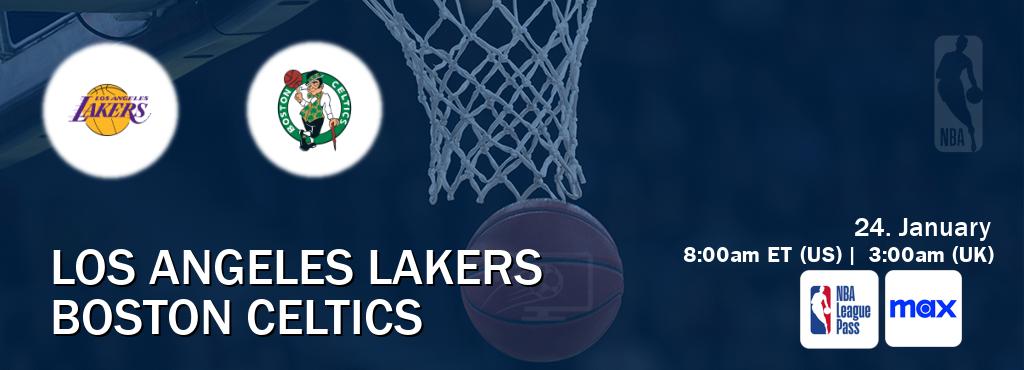 You can watch game live between Los Angeles Lakers and Boston Celtics on NBA League Pass and Max(US).