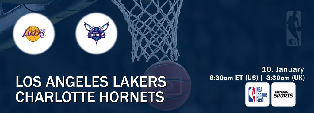 You can watch game live between Los Angeles Lakers and Charlotte Hornets on NBA League Pass and Spectrum Sports(US).