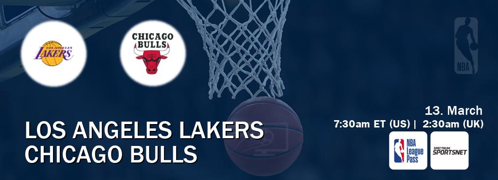 You can watch game live between Los Angeles Lakers and Chicago Bulls on NBA League Pass and Spectrum SportsNet(US).