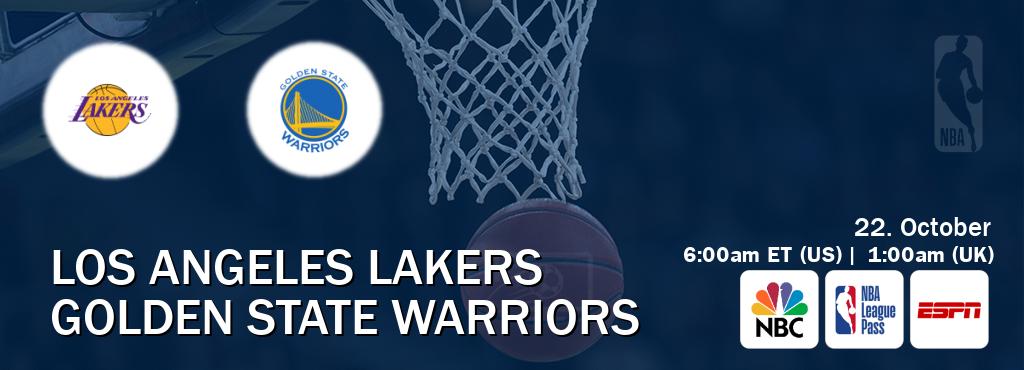 You can watch game live between Los Angeles Lakers and Golden State Warriors on NBC(US), NBA League Pass, ESPN(AU). You can watch game live between Los Angeles Lakers and Golden State Warriors on NBC(US), NBA League Pass, ESPN(AU).