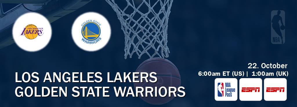 You can watch game live between Los Angeles Lakers and Golden State Warriors on NBA League Pass, ESPN(AU), ESPN(US).