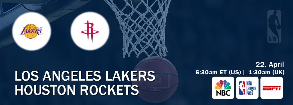 You can watch game live between Los Angeles Lakers and Houston Rockets on NBC(US), NBA League Pass, ESPN(AU).
