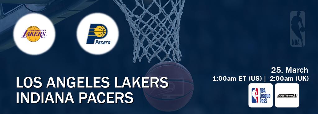 You can watch game live between Los Angeles Lakers and Indiana Pacers on NBA League Pass and AFN Sports 2(US).