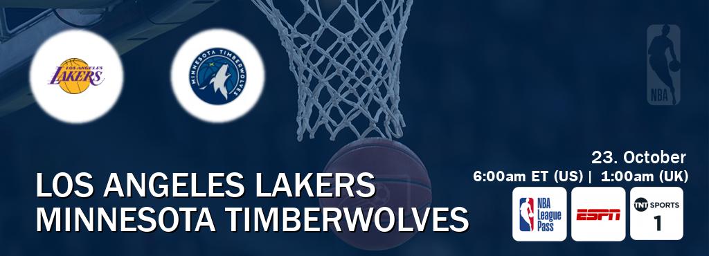 You can watch game live between Los Angeles Lakers and Minnesota Timberwolves on NBA League Pass, ESPN(AU), TNT Sports 1(UK).